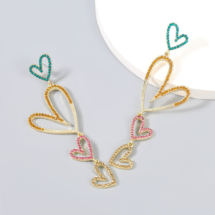 Wholesale Alloy Acrylic Multilayer Heart Earrings JDC-ES-JL673colored rhinestones Earrings ?鹄? color Wholesale Jewelry JoyasDeChina Joyas De China