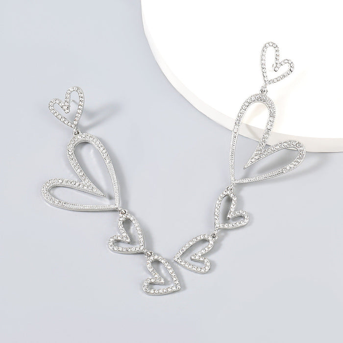 Wholesale Alloy Acrylic Multilayer Heart Earrings JDC-ES-JL673colored rhinestones Earrings ?鹄? silver Wholesale Jewelry JoyasDeChina Joyas De China