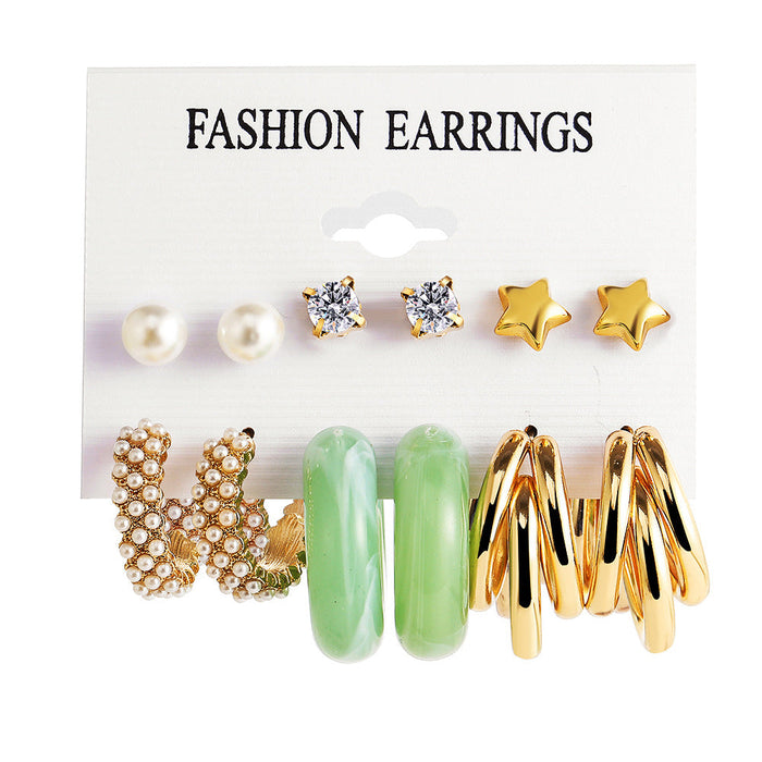 Wholesale Alloy Acrylic Pearl Earrings Set JDC-ES-F610 Earrings 韩之尚 54905 Set Wholesale Jewelry JoyasDeChina Joyas De China