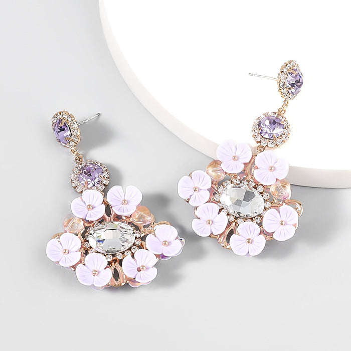 Wholesale Alloy Acrylic Resin Flower Earrings JDC-ES-JL802 Earrings 氿乐 purple Wholesale Jewelry JoyasDeChina Joyas De China