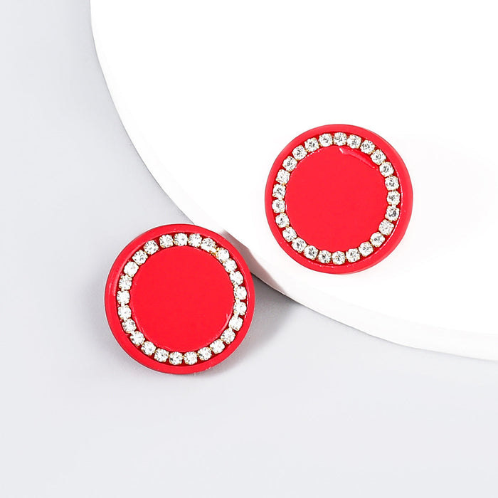 Wholesale Alloy Acrylic Round Earrings JDC-ES-JL793 Earrings 氿乐 red Wholesale Jewelry JoyasDeChina Joyas De China