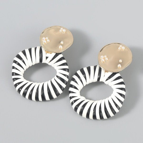 Wholesale alloy artificial leather imitation pearl earrings JDC-ES-JL785 Earrings 氿乐 Wholesale Jewelry JoyasDeChina Joyas De China