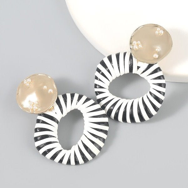 Wholesale alloy artificial leather imitation pearl earrings JDC-ES-JL785 Earrings 氿乐 Wholesale Jewelry JoyasDeChina Joyas De China