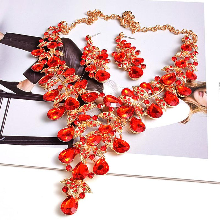 Wholesale alloy band earrings set diamond set necklaces JDC-NE-SK004 Necklaces JoyasDeChina red Wholesale Jewelry JoyasDeChina Joyas De China