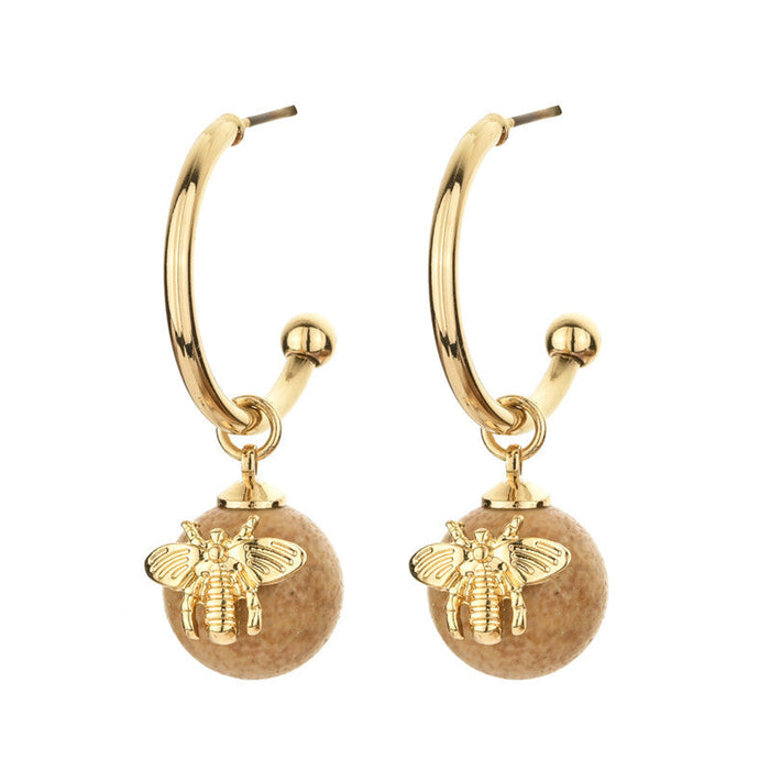 Wholesale alloy bee insect earrings JDC-ES-YinS006 Earrings 赢视 yellow Wholesale Jewelry JoyasDeChina Joyas De China