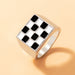 Wholesale alloy black and white checkerboard ring two-piece set JDC-RS-C342 Rings 咏歌 20931-1 Wholesale Jewelry JoyasDeChina Joyas De China