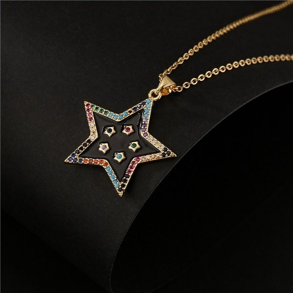Bulk Jewelry Wholesale alloy black and white two-color drip oil pentagon necklaces JDC-NE-ag041 Wholesale factory from China YIWU China