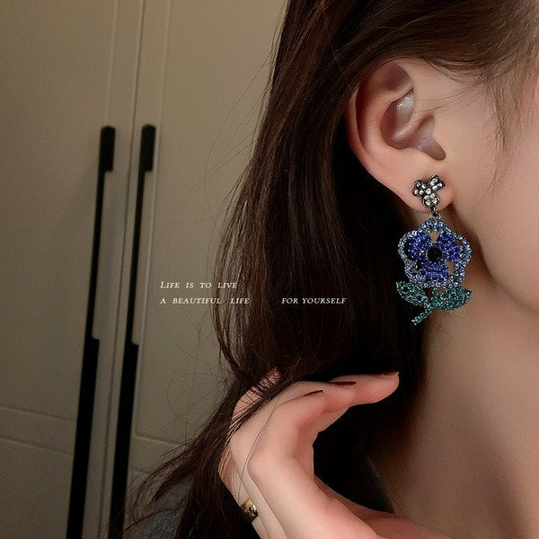 Wholesale alloy Blue Bow Earrings JDC-ES-BY-089 Earrings 宝钰 Wholesale Jewelry JoyasDeChina Joyas De China