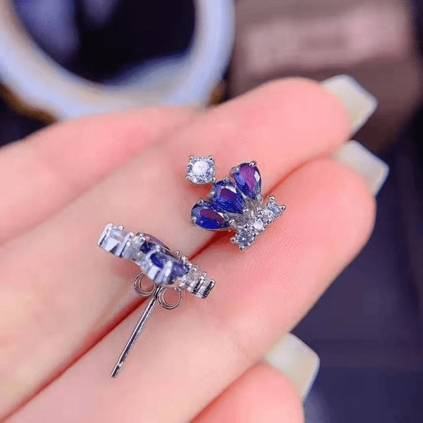 Wholesale Alloy Blue Crown Earrings JDC-ES-ZhenR010 Earrings 臻荣 Wholesale Jewelry JoyasDeChina Joyas De China