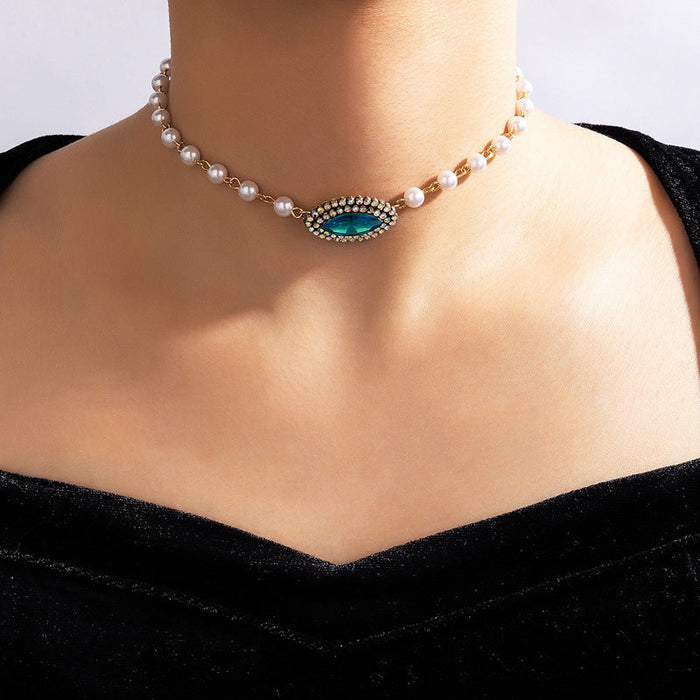 Wholesale alloy blue eyes diamond single layer necklace JDC-NE-C188 NECKLACE 咏歌 17886 Wholesale Jewelry JoyasDeChina Joyas De China