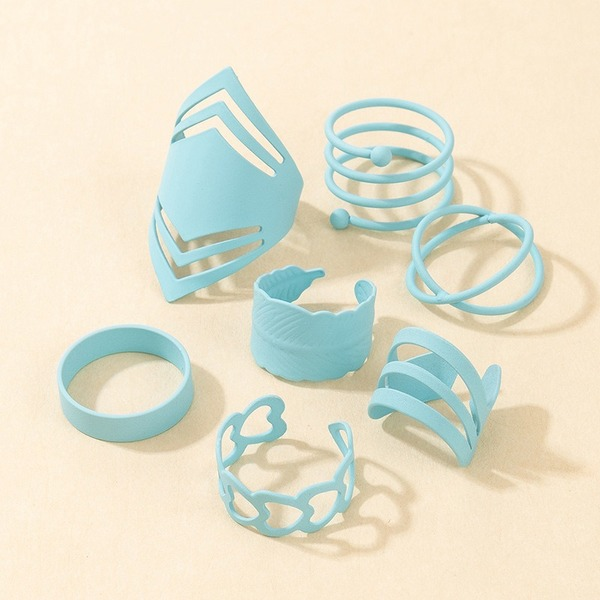 Bulk Jewelry Wholesale Alloy Blue Leaves Heart-shaped Geometric Opening Ring Ring JDC-RS-C134 Wholesale factory from China YIWU China