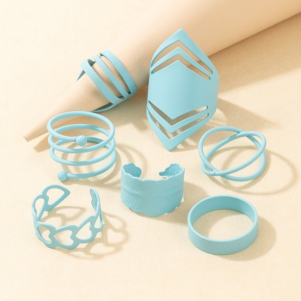 Bulk Jewelry Wholesale Alloy Blue Leaves Heart-shaped Geometric Opening Ring Ring JDC-RS-C134 Wholesale factory from China YIWU China