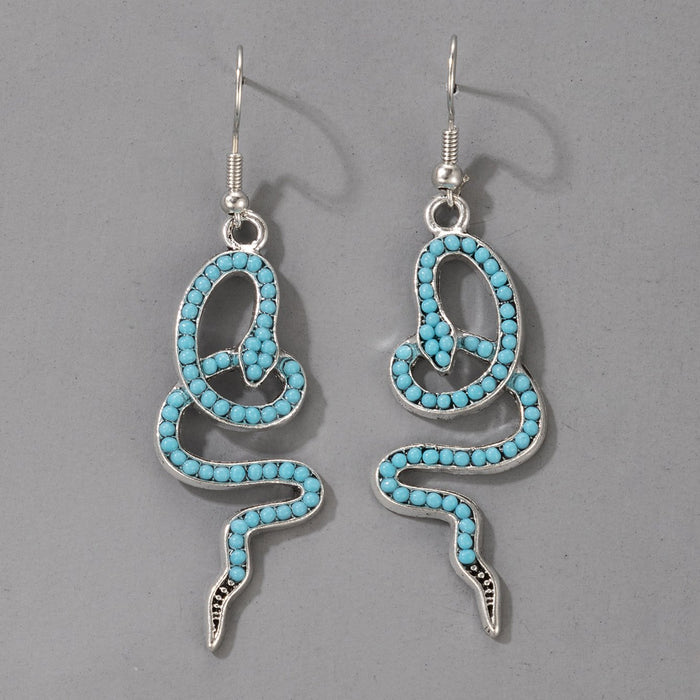Wholesale Alloy Blue Snake Shaped Animal Earrings JDC-ES-C110 earrings jo 19646 Wholesale Jewelry JoyasDeChina Joyas De China