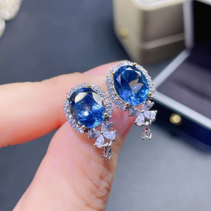 Wholesale Alloy Blue Topaz Earrings JDC-ES-ZhenR005 Earrings 臻荣 earring Wholesale Jewelry JoyasDeChina Joyas De China