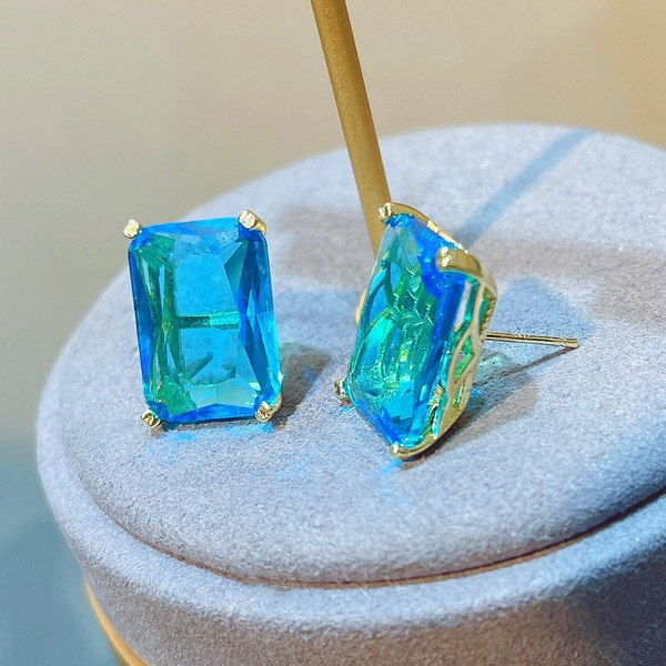 Wholesale Alloy Blue Topaz Earrings JDC-ES-ZhenR006 Earrings 臻荣 Wholesale Jewelry JoyasDeChina Joyas De China