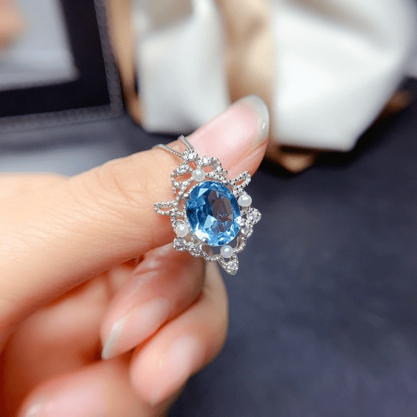 Wholesale Alloy Blue Topaz Pendant JDC-CS-ZhenR004 charms 臻荣 Wholesale Jewelry JoyasDeChina Joyas De China