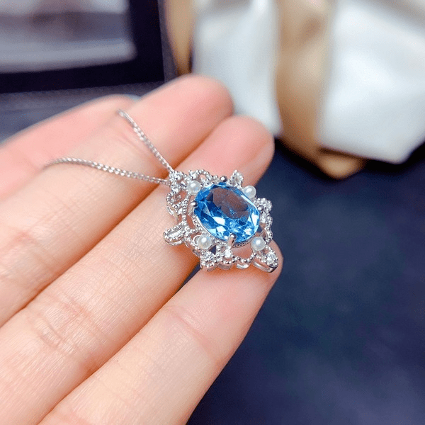 Wholesale Alloy Blue Topaz Pendant JDC-CS-ZhenR004 charms 臻荣 Wholesale Jewelry JoyasDeChina Joyas De China