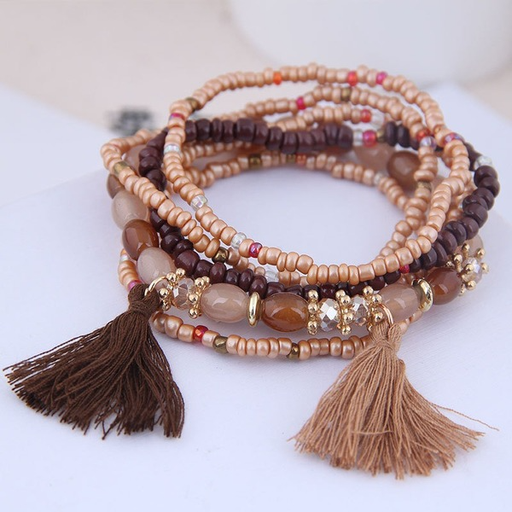 Bulk Jewelry Wholesale alloy Bohemian famous ethnic style mixed with rice Bead Tassel multi-layer Bracelet JDC-BT-wy002 Wholesale factory from China YIWU China