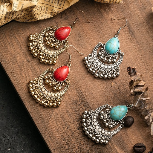 Wholesale alloy Bohemian folk bell ring earrings JDC-ES-KJ054 Earrings JoyasDeChina Wholesale Jewelry JoyasDeChina Joyas De China