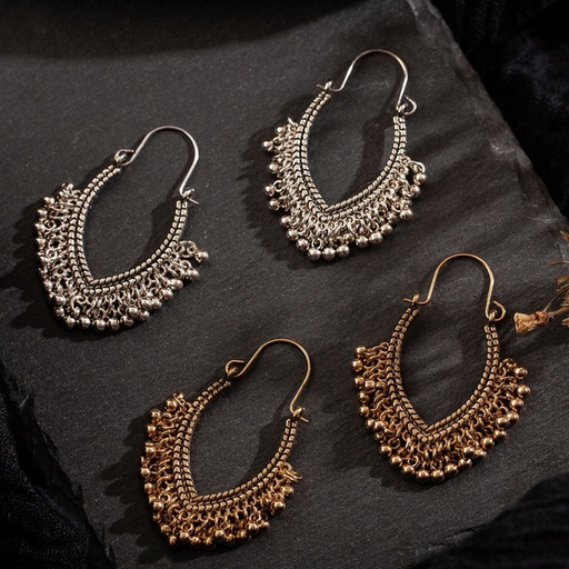 Bulk Jewelry Wholesale alloy Bohemian hollow oval water droplets tassel bell earrings JDC-ES-KJ034 Wholesale factory from China YIWU China