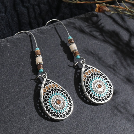 Bulk Jewelry Wholesale alloy Bohemian national wind hollow water drop oil long earrings JDC-ES-KJ068 Wholesale factory from China YIWU China