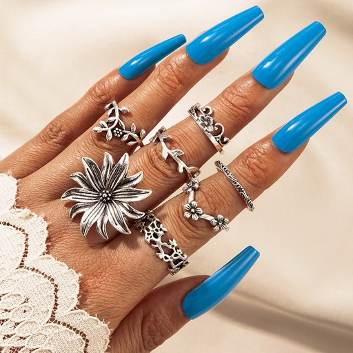 Bulk Jewelry Wholesale alloy Bohemian national wind large flower leaves 7 piece rings set JDC-RS-C243 Wholesale factory from China YIWU China