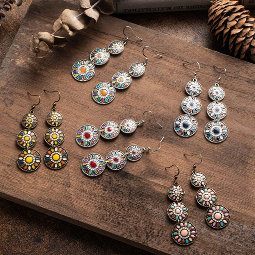 Bulk Jewelry Wholesale alloy Bohemian oil drop round earrings JDC-ES-KJ093 Wholesale factory from China YIWU China