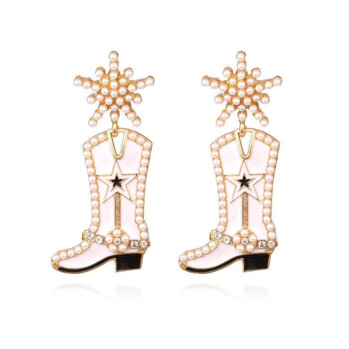 Wholesale alloy boots with Pearl Earrings JDC-ES-MY188 Earrings 曼茵 gold Wholesale Jewelry JoyasDeChina Joyas De China