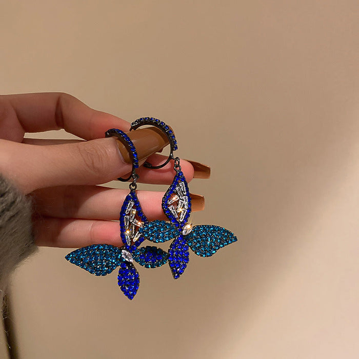 Wholesale alloy Butterfly Blue Earrings JDC-ES-BY-118 Earrings 宝钰 blue Wholesale Jewelry JoyasDeChina Joyas De China