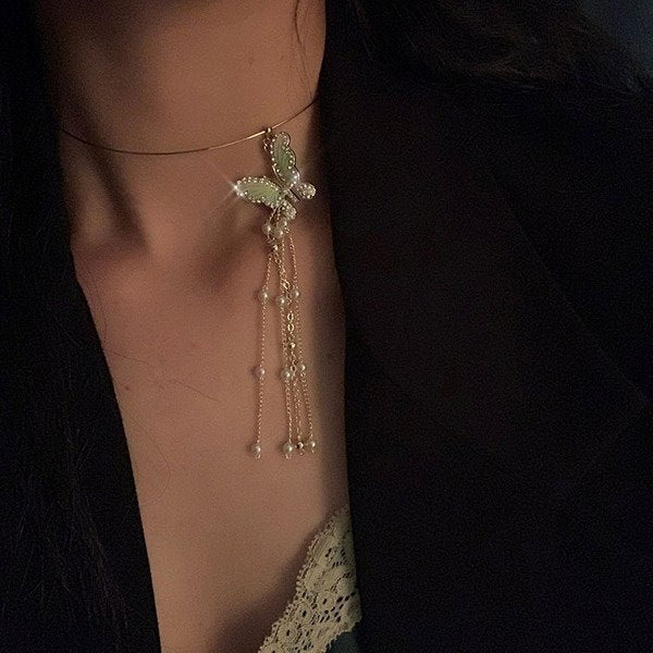 Wholesale alloy butterfly color Necklaces JDC-NE-YWJQ018 Necklaces 砱拫儕? Wholesale Jewelry JoyasDeChina Joyas De China