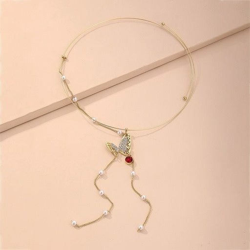 Wholesale alloy Butterfly Silver Necklaces JDC-NE-YWJQ010 Necklaces 砱拫儕? Wholesale Jewelry JoyasDeChina Joyas De China