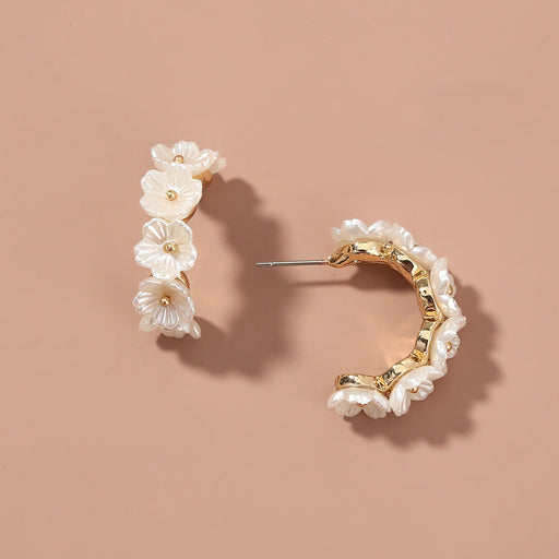 Wholesale Alloy C-shaped Pearl Earrings JDC-ES-NM005 Earrings 诺铭 Wholesale Jewelry JoyasDeChina Joyas De China