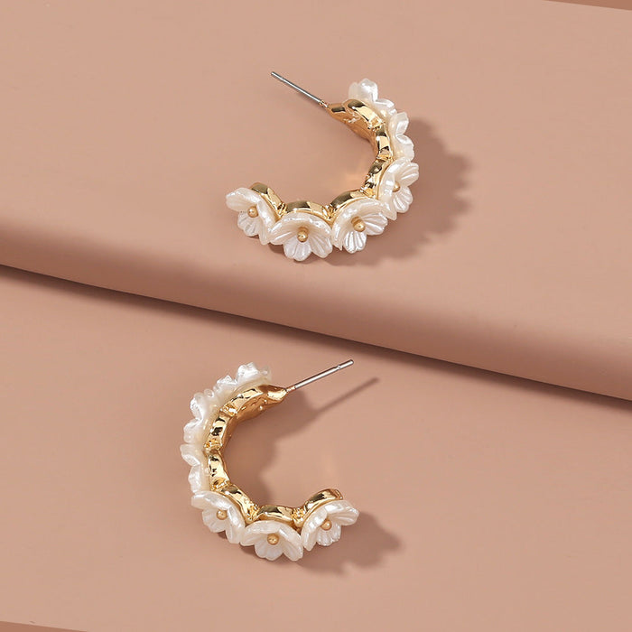 Wholesale Alloy C-shaped Pearl Earrings JDC-ES-NM005 Earrings 诺铭 Wholesale Jewelry JoyasDeChina Joyas De China