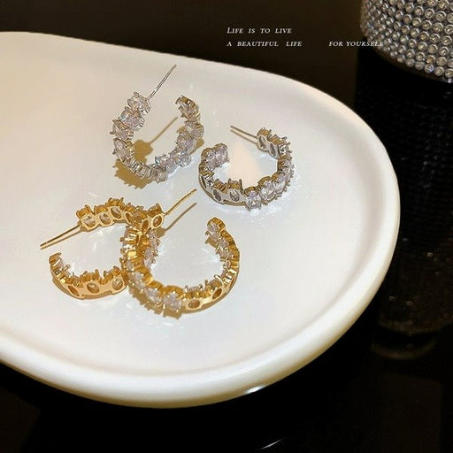 Wholesale alloy C-shaped Silver Earrings JDC-ES-BY-112 Earrings 宝钰 Wholesale Jewelry JoyasDeChina Joyas De China
