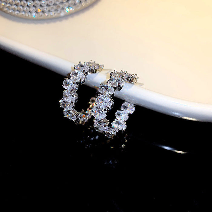 Wholesale alloy C-shaped Silver Earrings JDC-ES-BY-112 Earrings 宝钰 sliver Wholesale Jewelry JoyasDeChina Joyas De China