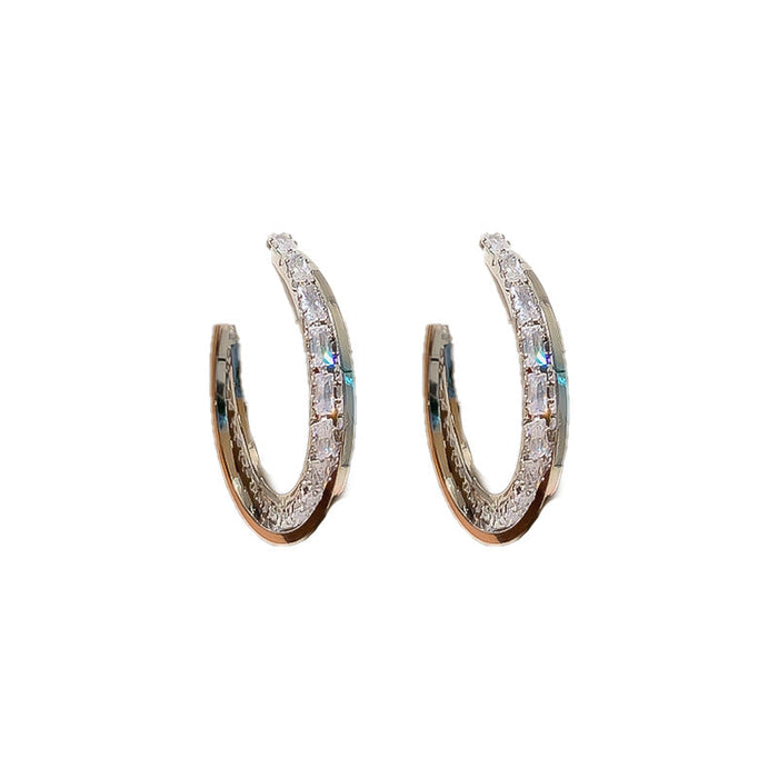 Wholesale alloy C-shaped Silver Earrings JDC-ES-BY071 Earrings 宝钰 Wholesale Jewelry JoyasDeChina Joyas De China