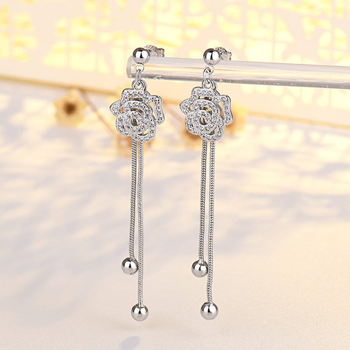 Wholesale alloy camellia earrings JDC-ES-QLX053 Earrings 巧兰轩 silver Wholesale Jewelry JoyasDeChina Joyas De China