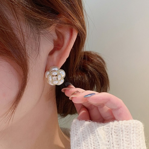Wholesale alloy Camellia Flower Earrings JDC-ES-MS153 Earrings JoyasDeChina Wholesale Jewelry JoyasDeChina Joyas De China