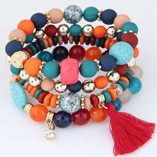 Bulk Jewelry Wholesale alloy candy bead tassel multilayer bracelet JDC-BT-wy014 Wholesale factory from China YIWU China