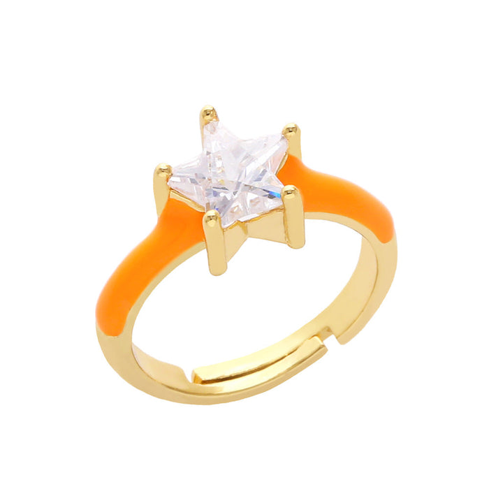 Wholesale alloy candy color zircon ring JDC-RS-AS308 Rings 翱昇 orange 1 Wholesale Jewelry JoyasDeChina Joyas De China