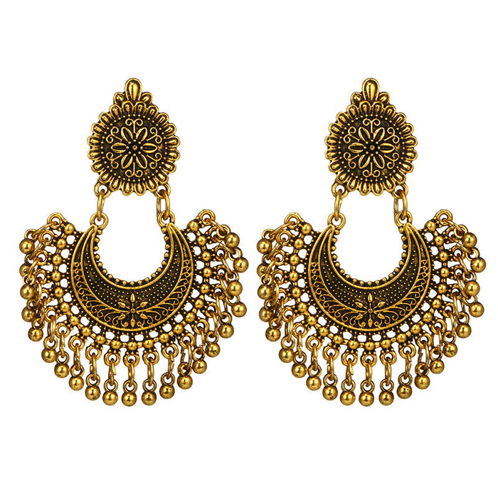 Wholesale alloy carved tassel earrings JDC-ES-C419 Earrings 咏歌 gold Wholesale Jewelry JoyasDeChina Joyas De China