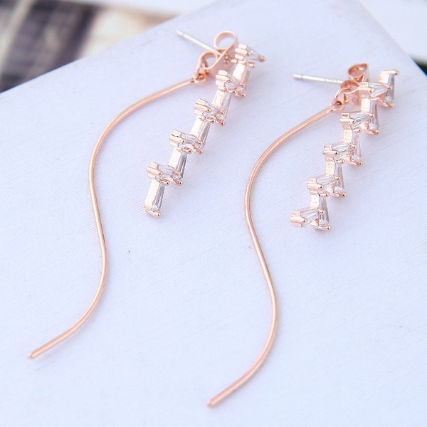 Bulk Jewelry Wholesale alloy cat-eye stone zircon curve chain tassel earrings JDC-ES-wy051 Wholesale factory from China YIWU China