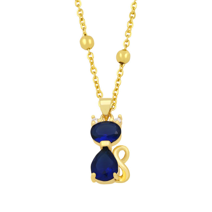Wholesale alloy cat necklace JDC-NE-AS392 NECKLACE 翱昇 blue Wholesale Jewelry JoyasDeChina Joyas De China