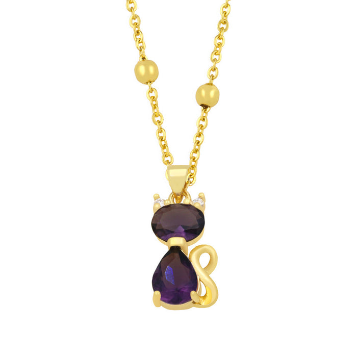 Wholesale alloy cat necklace JDC-NE-AS392 NECKLACE 翱昇 purple Wholesale Jewelry JoyasDeChina Joyas De China