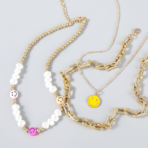 Wholesale alloy ccb imitation pearl smiley face necklaces set JDC-NE-JL151 necklaces JoyasDeChina Wholesale Jewelry JoyasDeChina Joyas De China