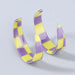 Wholesale alloy checkerboard earrings JDC-ES-JL770 Earrings 氿乐 yellow purple Wholesale Jewelry JoyasDeChina Joyas De China