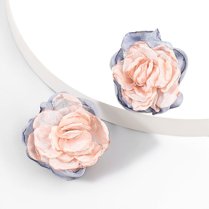 Wholesale alloy cloth flower earrings JDC-ES-JL841 Earrings 氿乐 pink Wholesale Jewelry JoyasDeChina Joyas De China