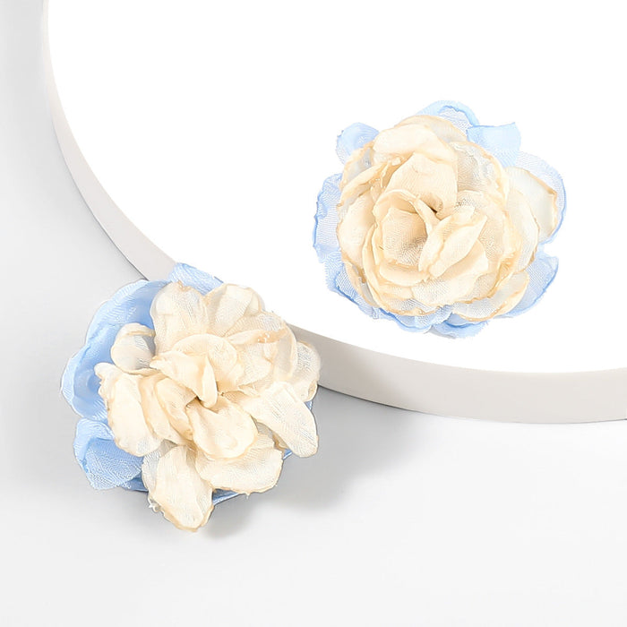 Wholesale alloy cloth flower earrings JDC-ES-JL841 Earrings 氿乐 white Wholesale Jewelry JoyasDeChina Joyas De China