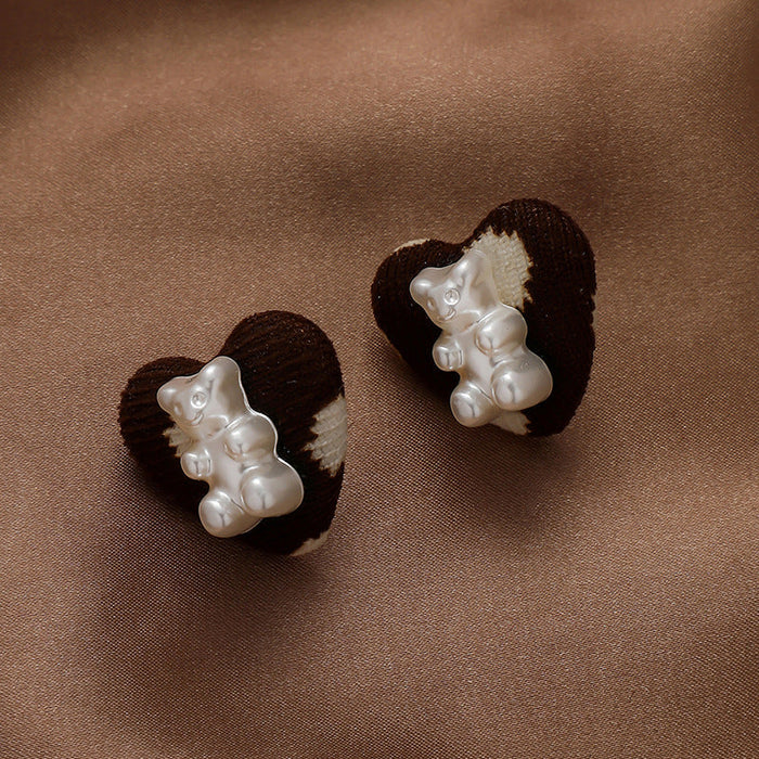 Wholesale alloy cloth love Bear Earrings ?JDC-ES-YWJQ033 Earrings 精巧 brown Wholesale Jewelry JoyasDeChina Joyas De China