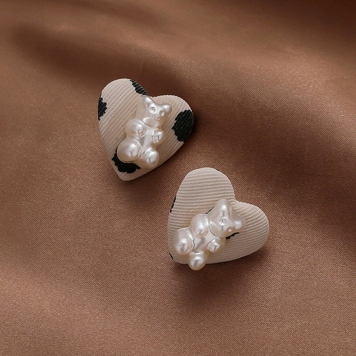 Wholesale alloy cloth love Bear Earrings ?JDC-ES-YWJQ033 Earrings 精巧 White Wholesale Jewelry JoyasDeChina Joyas De China